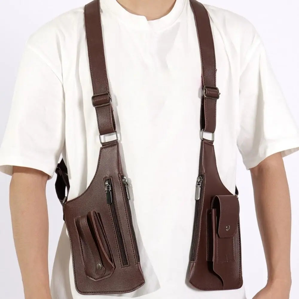 Vintage Double Shoulder Armpit Bag Adjustable Strap Steampunk Underarm Strap Wallet Pocket Gothic Waterproof