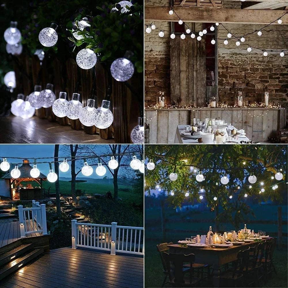 1 Pack 12M/39.37FT. 100 LED Solar Powered Bubble Ball String Light Indoor And Outdoor Decorative Lamp With 8 Lighting Modes Suitable For Home Holiday Park Party Wedding Birthday Festival Path Patio Decoration