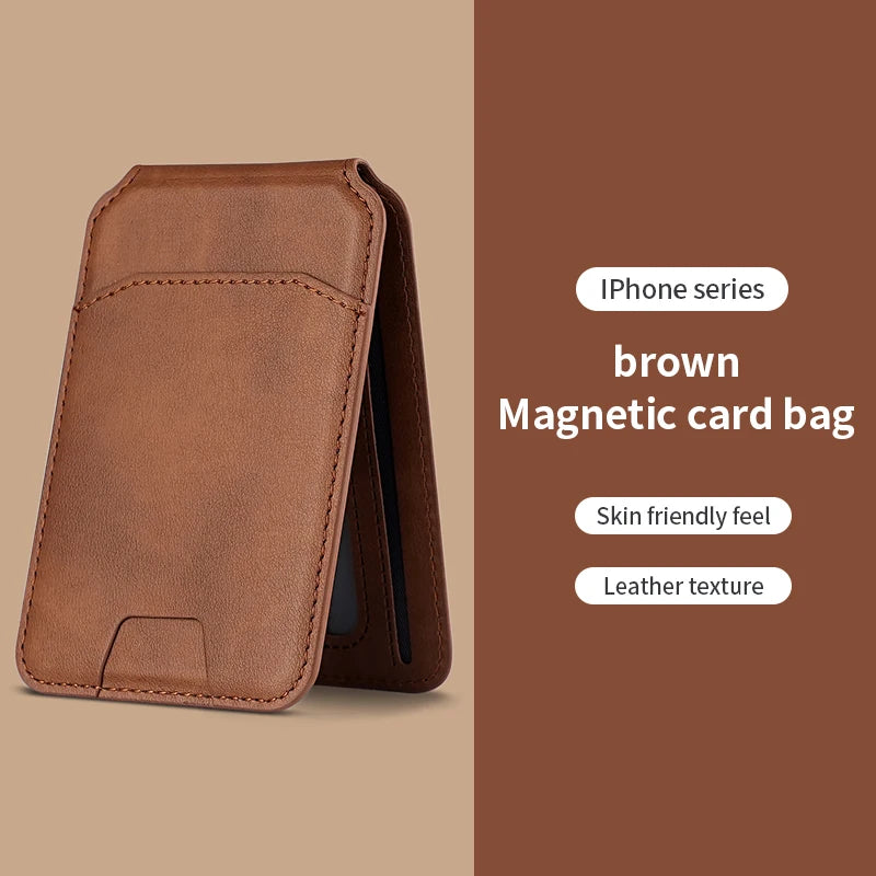 Magnetic Card Holder PU Leather Phone Case with Wallet Stand Credit Card Pocket for Magsafe Apple Phone Samsung Galaxy Devices
