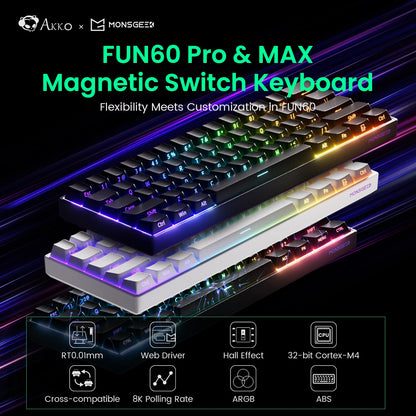 Akko MonsGeek FUN68 FUN60 PRO&MAX  HE Magnetic Keyboard 60% 65% Gaming Keyboards Rapid Trigger 8K Custom Keyboard Gamer Esports