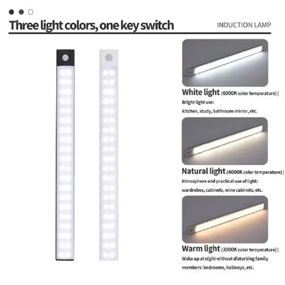 LED Cabinet Light USB Type-C Rechargeable Motion Sensor Led Lamp for Kitchen Wardrobe Cabinet Lighting 20cm/30cm/40cm/50cm/60cm - Urbizia