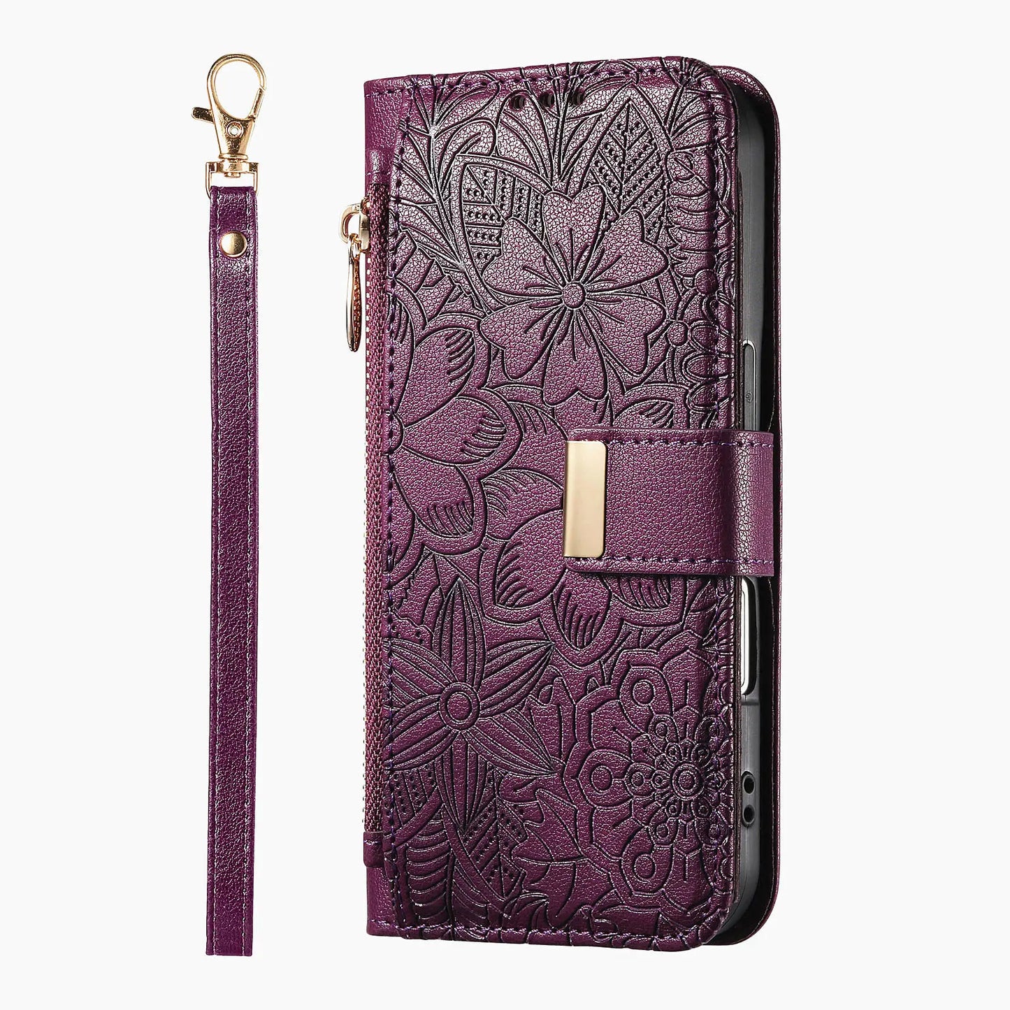 PU Leather Zipper Crossbody Flip Wallet Card Slot Phone Case For Samsung Galaxy S26 Plus S26 Pro S26 Ultra A57 Wrist Strap Cover