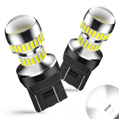 AUXITO 2Pcs 7443 W21/5W T20 LED Bulb Lights With HD Projector LENS 6000K White Red Yellow Amber 7440 For Car Reverse Tail Lamp
