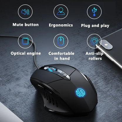 Inphic W1 Wired Mouse Esports Gaming Mouse Silent Office Mouse Three keys and six keys are optional