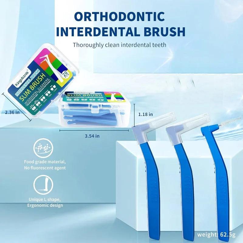 20Count for Cleaning Interdental Brush Cleaners Dental Tooth Flossing Head Oral Hygiene Angle with Portable Case Easy Use