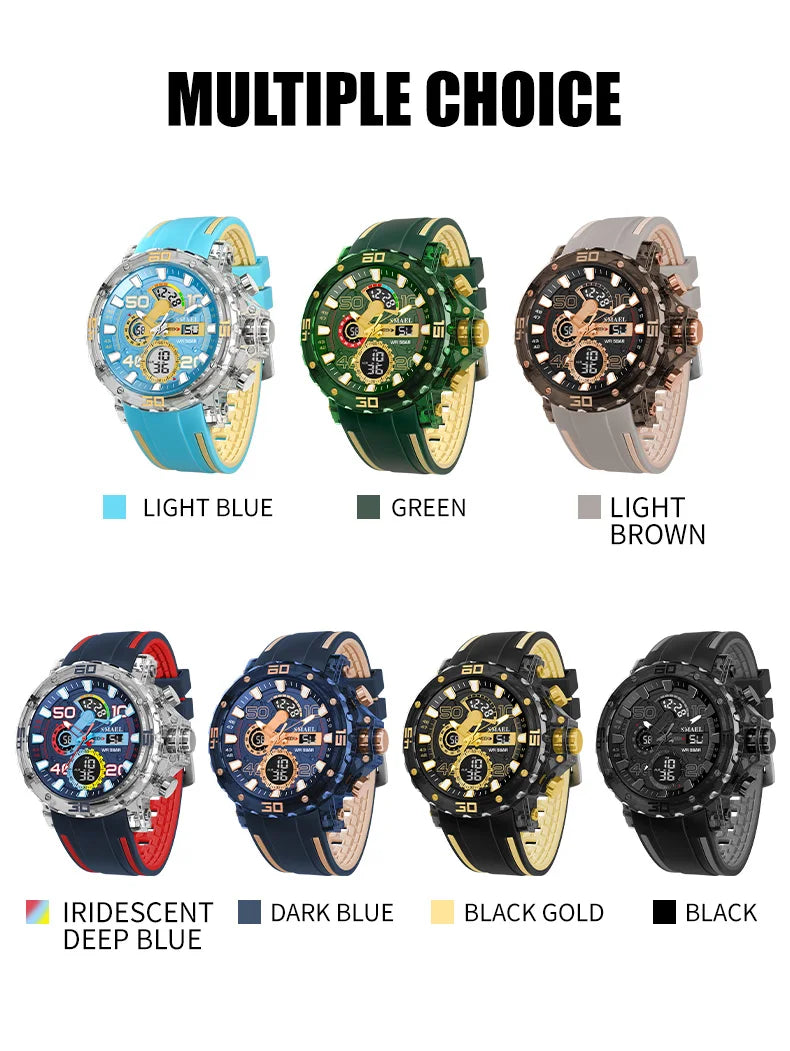 SMAEL 8136 50M Waterproof Military Watch for Men - LED Backlight Alarm Chronograph Stopwatch Shockproof Outdoor