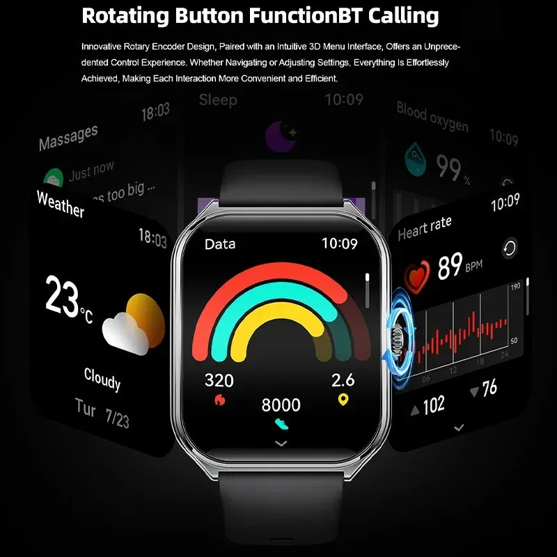New Ultra Thin Smart Watch men 1.96" AMOLED HD Pixel Display Always Show Time BT Call Reminder Smartwatch Ladies For Android iOS - Urbizia