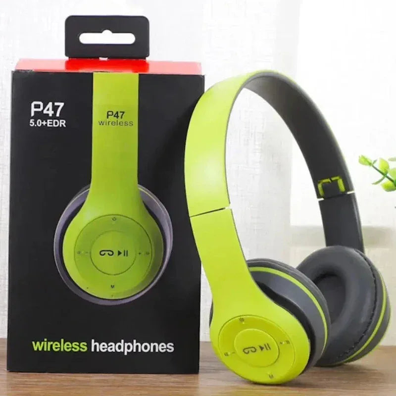P47 Wireless bluetooth headphone With Mic Headsets Stereo Sound Earphones Sports Gaming Headphones Supports PC Smartphone - Urbizia