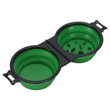 1-piece 2-in-1 Foldable Dual Bowl Feeding Bowl Portable Outdoor Travel Dog Cat Drinking Bowl Pet Supplies Outdoor Feeding Water - Urbizia