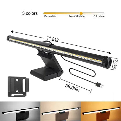 Computer Monitor Screen Light Bar LED Desk Lamp Monitor Light Bar Eye-Care Stepless Table Lamp Dimming Lighting for Work Gaming - Urbizia