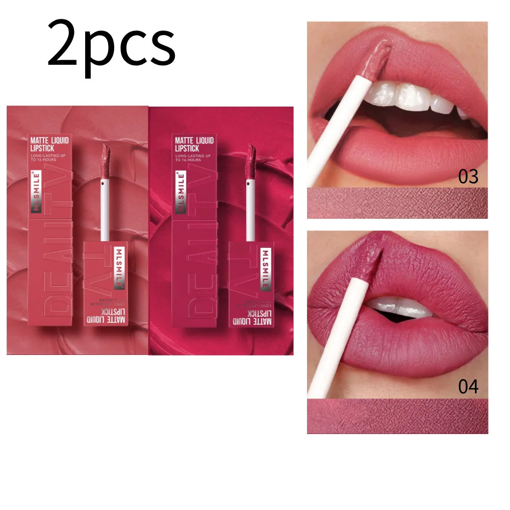 MLSMILE 6-Color Velvet Matte Lip Gloss – Long-Lasting & Waterproof