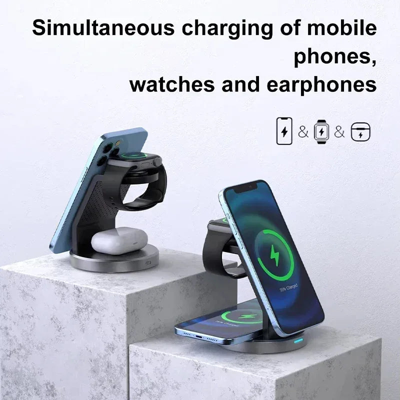 3 In 1 Wireless Charger Stand Mobile phone Holder For iPhone 16 15 14 13 Pro Max iWatch AirPods Fast Charging Station - Urbizia