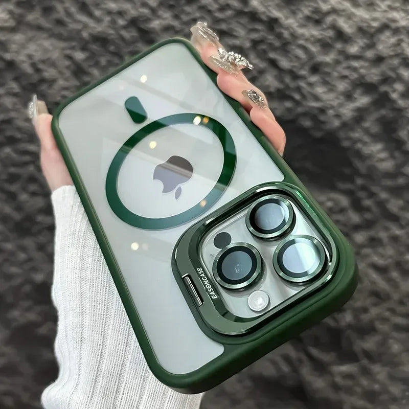 Luxury Magnetic Shockproof MagSafe iPhone Case with Stand