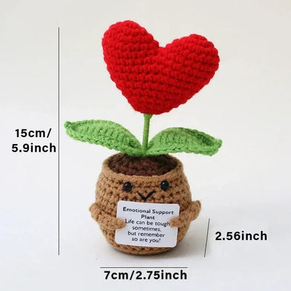 Positive Energy Crochet Doll Pocket Hug Handmade Knitted Plush Potato Plant Avocado Bee Turtle Duck Funny Emotional Support Gift - Urbizia