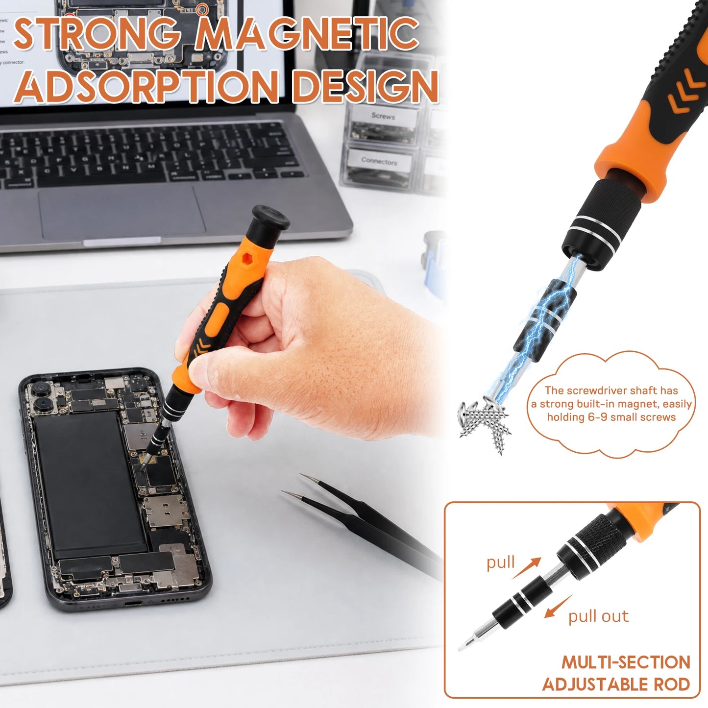 115 In 1 Precision Screwdriver Set Flexible Shaft Magnetic Bits Kit Professional Electronics Laptop Cell Phone Repair Tools