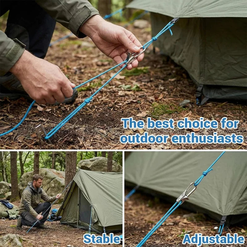 Rope Tying Tool And Tensioner with Roller Tensioner,  Heavy-Duty Retractable Buckle with Accessory Rope, Suitable for Camping
