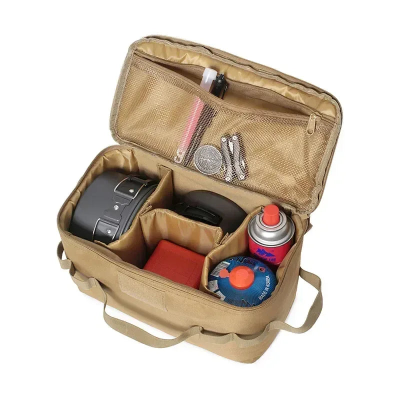 Large Capacity Outdoor Tool Bag Camping Gas Tank Storage Picnic Cookware Multifunction Kit with Ground Nail for Gas Canister - Urbizia