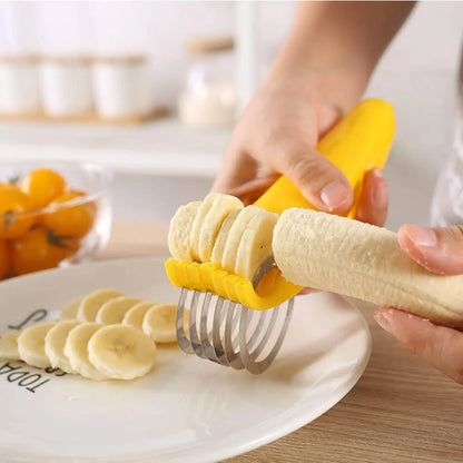 Banana Slicer,ABS + 304 Stainless Steel Fruit Salad Peeler Cutter Kitchen Tools For banana, hotdog, strawberry,cucumber