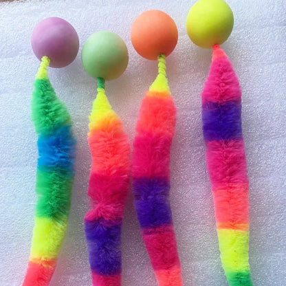 Cat interactive toys Tickle Cat Colorful bouncing ball Pet supplies Puzzle teasing indoor cat worm caterpillar elastic toy - Urbizia