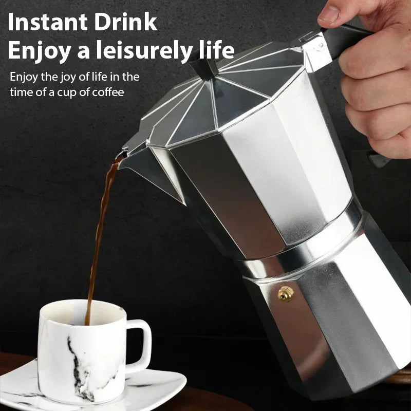 Octagonal Moka Coffee Kettle Latte Percolator Espresso Pot Home Office Travel Outdoor Camping Tableware ﻿Aluminum Coffee Tea Pot
