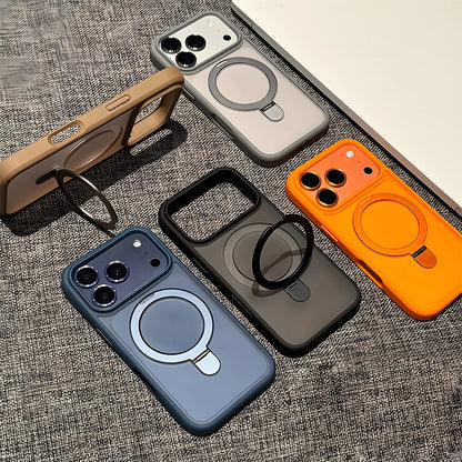 Premium Magnetic Stand Case with Wireless Charging | Compatible with iPhone 18,17,16,15,14,13,12,11 Pro/Pro Max/Air/Plus Series | Transparent Matte Finish + Hands-Free Viewing + Durable Design | Ideal Gift for Tech Enthusiast
