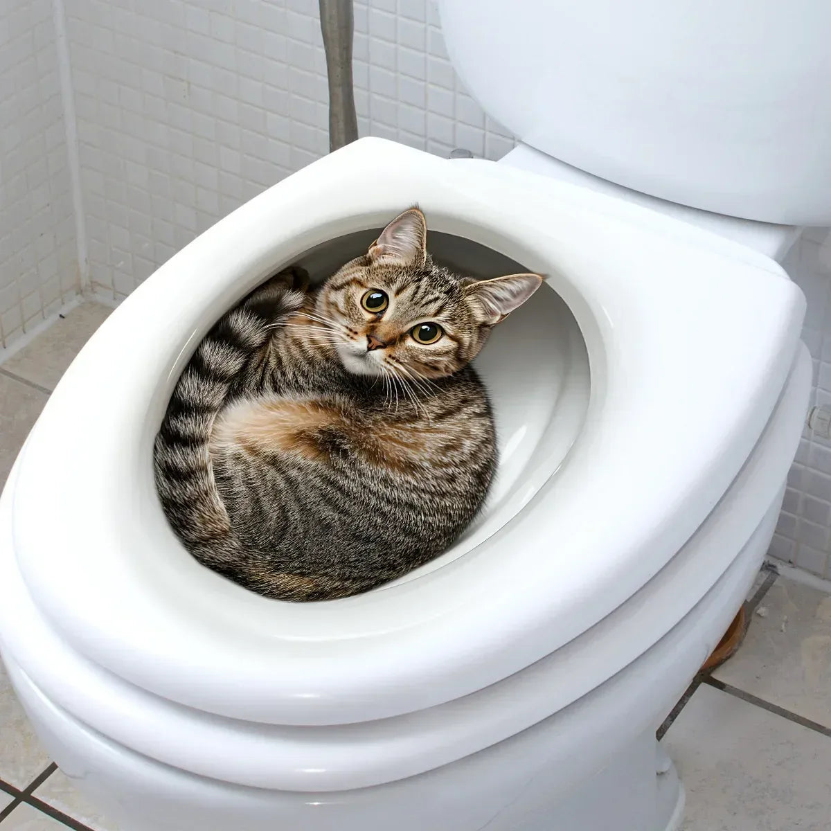 3D Funny Cat Toilet Sticker Bathroom Toilet Cover Sticker Wall Stickers Animal Wc Accessories For Home BathRoom Decoration - Urbizia