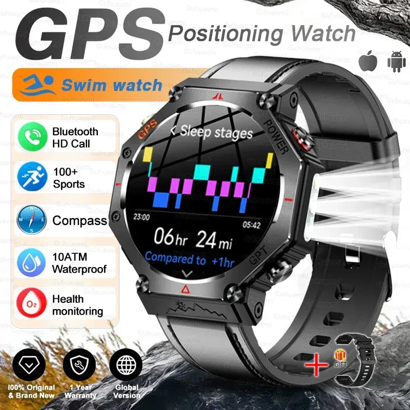 T-Rex 3 Ultra Military Grade GPS Smart Watch 10ATM Waterproof Compass Altimeter Barometric AMOLED Men HD Call Sports Smartwatch - Urbizia