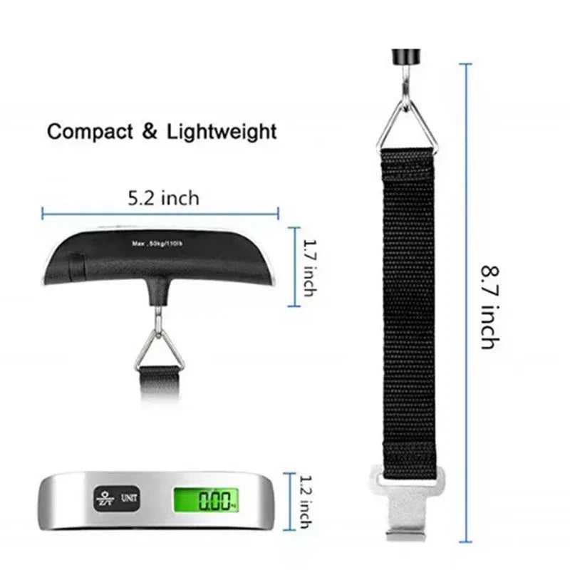 Portable Digital Luggage Scale – 50kg / 110lb LCD Hanging Scale - Urbizia