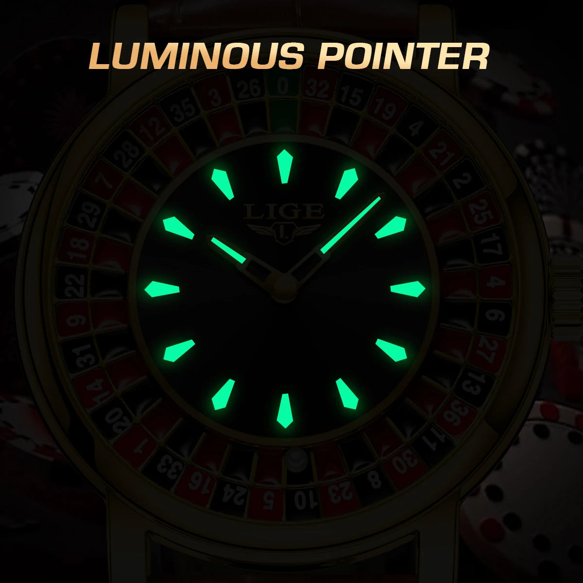 LIGE Fashion Men Watch Rotating Dial Las Vegas Roulette Desktop Theme Watch Men Waterproof Luminous Clock Watches Creative Clock