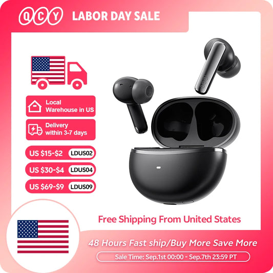 Ship From ES/PL/BR QCY HT18 Wireless Earphones Bluetooth 6.0 MeloBuds N70 Adaptive Hybrid ANC 6 Mics LDAC Hi-Res Audio Earbuds