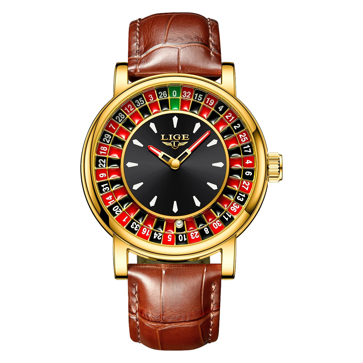 LIGE Fashion Men Watch Rotating Dial Las Vegas Roulette Desktop Theme Watch Men Waterproof Luminous Clock Watches Creative Clock