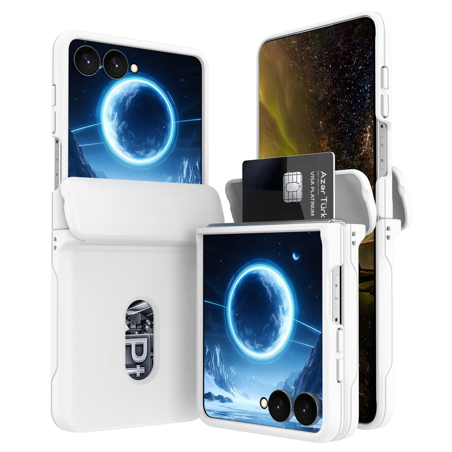 Phone Case for Samsung Galaxy Z Flip 8 7 6 5 4 3 Flip8 Flip7FE Card Slot Hinge Full-pack Anti-Drop Shockproof Protection Cover