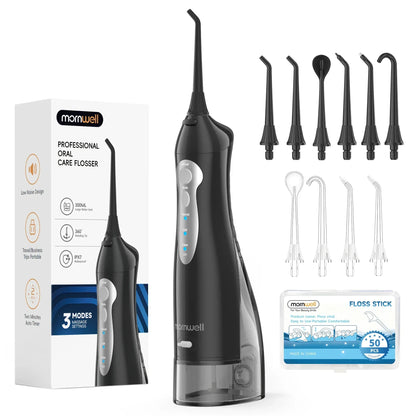 D52 Portable Cordless Water Flosser USB Rechargeable Water Jet Floss Tooth Pick 4 Jet Tip 300ml 3 Modes Teeth Clean for Travel - Urbizia