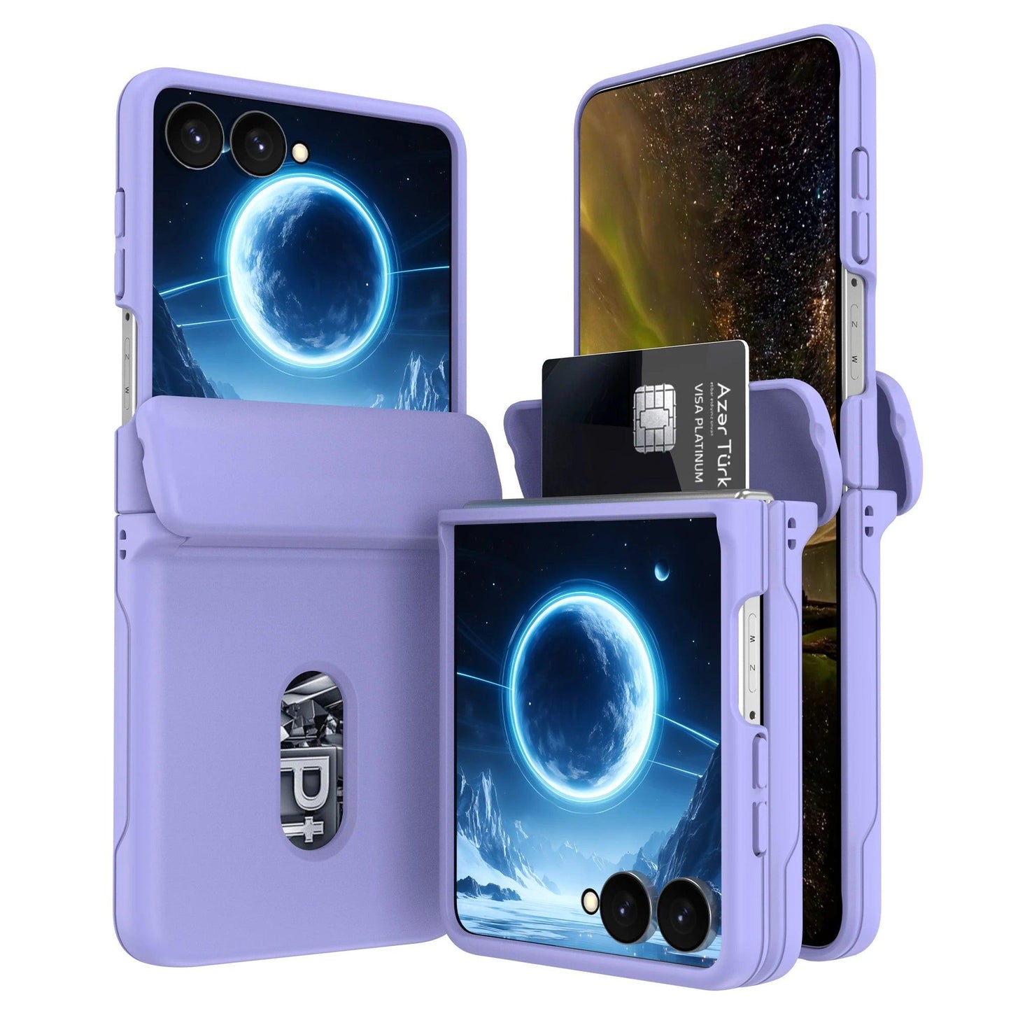 Phone Case for Samsung Galaxy Z Flip 8 7 6 5 4 3 Flip8 Flip7FE Card Slot Hinge Full-pack Anti-Drop Shockproof Protection Cover