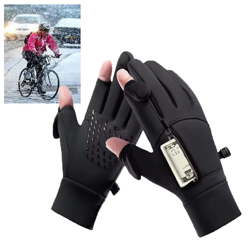 Winter Touch Screen Gloves for Hiking and Camping Windproof Warm Non-Slip Silicone Gloves for Men and Women