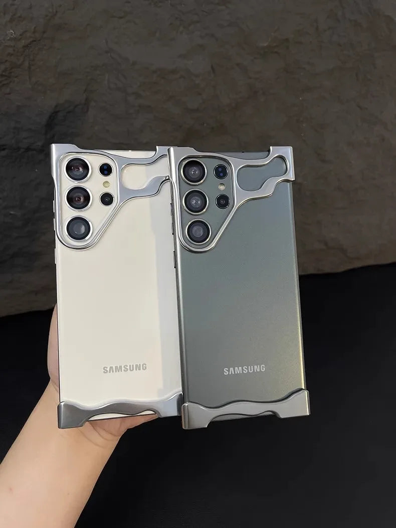 Aluminum Alloy Bumper Phone Shell For Samsung Galaxy S23 S24 S25 S26 Ultra Plus With Lens Film Metal Corner Pad Shockproof Cover