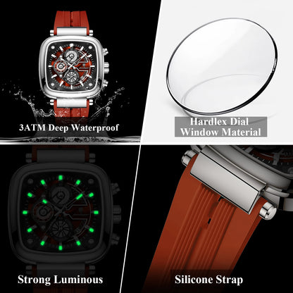 POEDAGAR Luxury Watch For Men Calendar Luminous Waterproof Man Clock Male Chronograph Silicone Sports Men's Quartz Watches Reloj