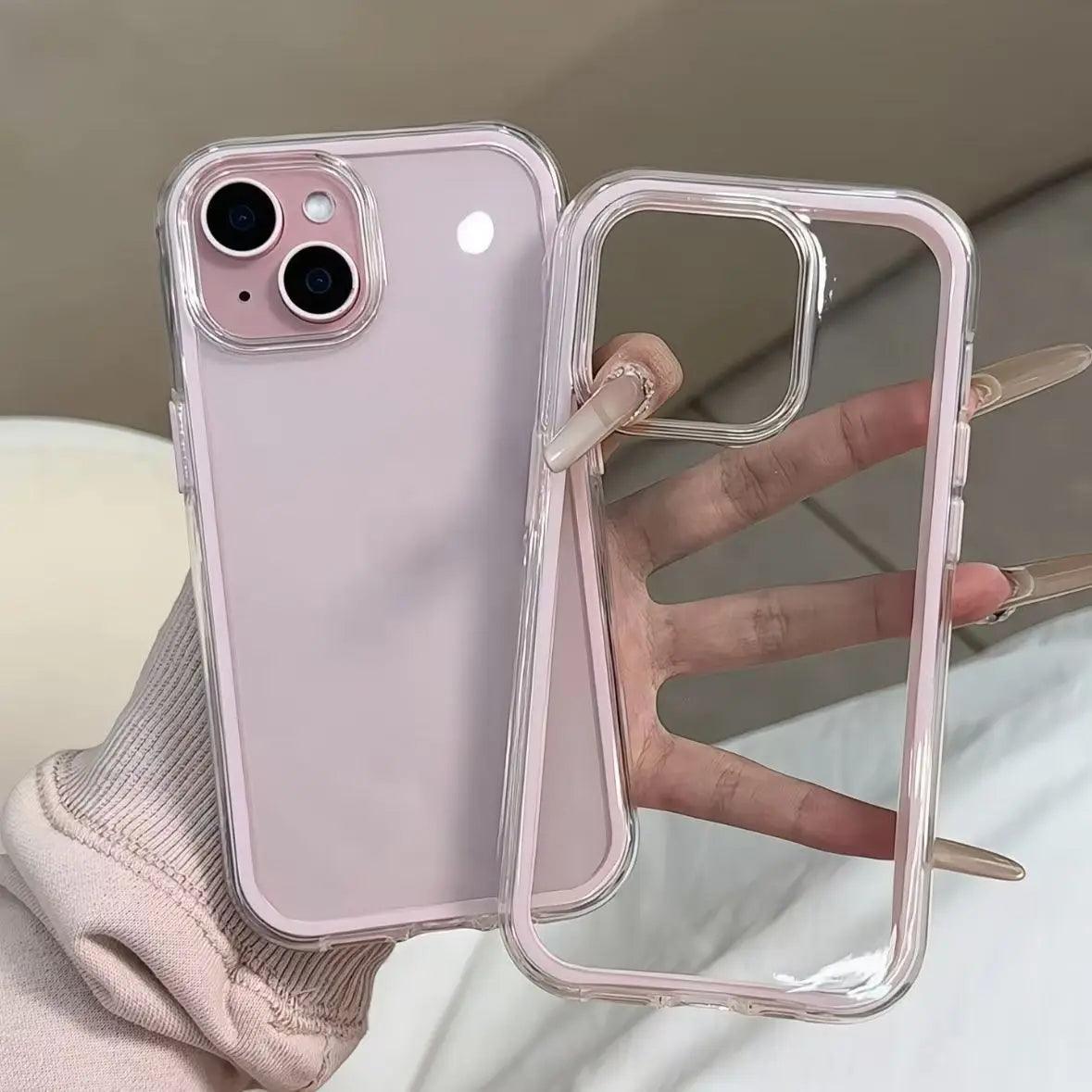 Luxury Candy Color Frame Clear Back Phone Case For iPhone 17 16 15 14 13 12 Pro Max 11 16PLUS 17 Acrylic Shockproof Bumper Cover