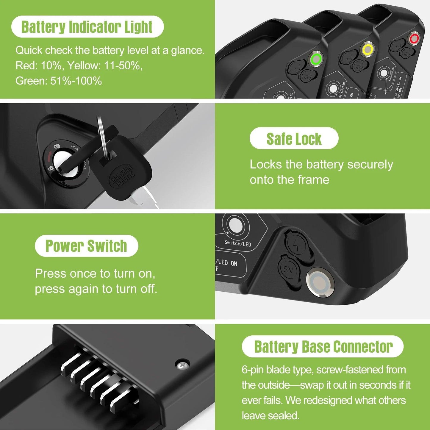 [US Stock] Varstrom Electric Bike Battery Hailong 48V 52V 20AH 30A Downtube Pack with 21700 Battery Cells 40A BMS for BBS02 TSDZ8 EBike Motor