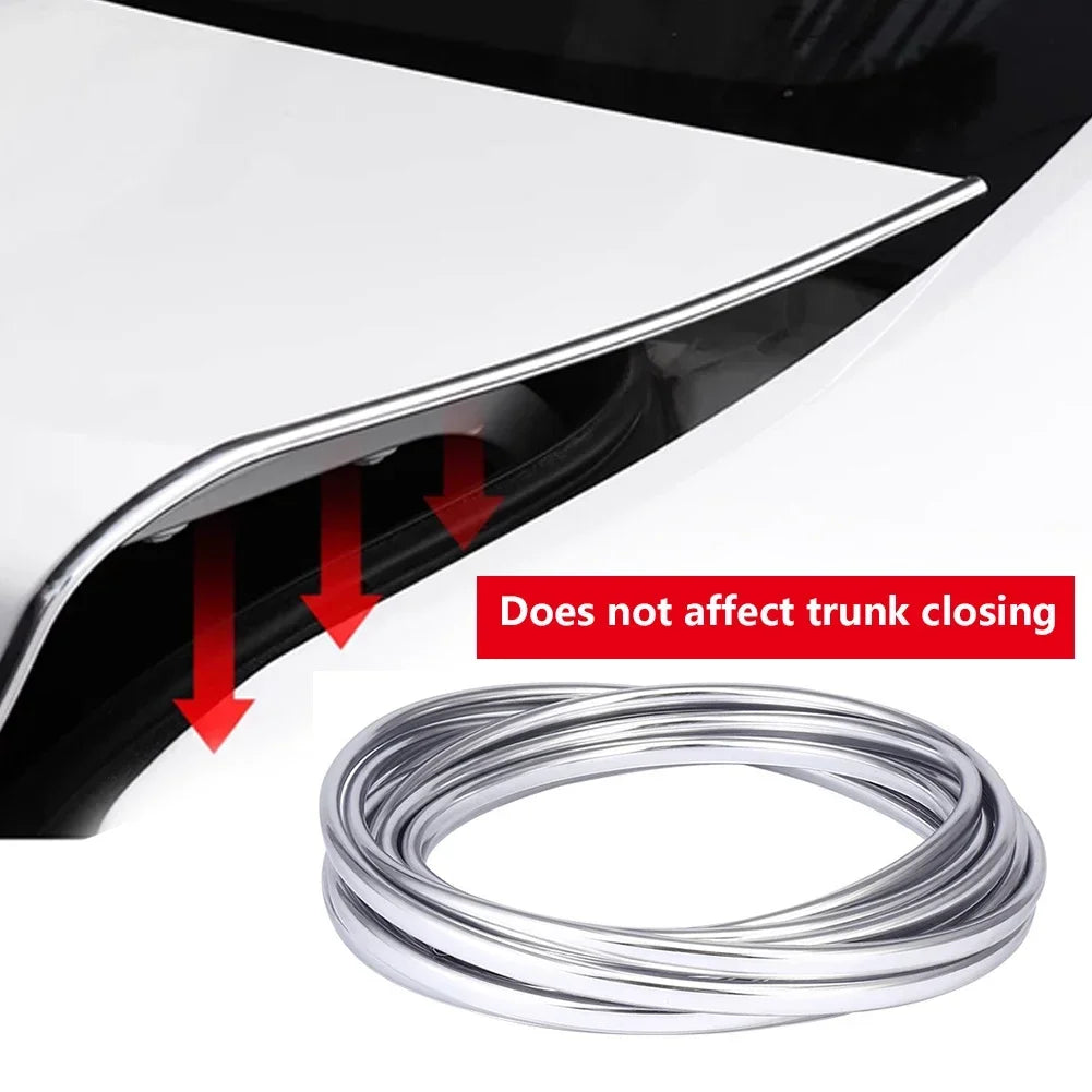 2/5/10M Chrome Car Door Edge Protection Strip Auto Door Anti Collision Strip Door Moldings Trim Adhesive Scratch Protector