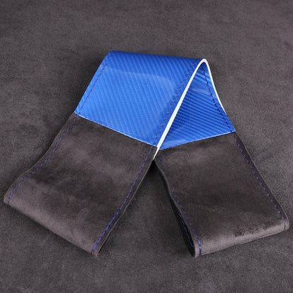 Dual-Tone Glossy Carbon Suede Car Steering Wheel Cover Non-Slip Universal Fit Soft Comfort for Round/D-Type Automotive Wheels