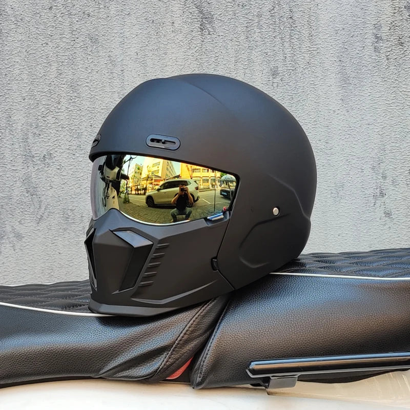 ORZ motorcycle retro helmet cruise men's and women's combination full helmet scorpion helmet reserved Bluetooth headphone slot