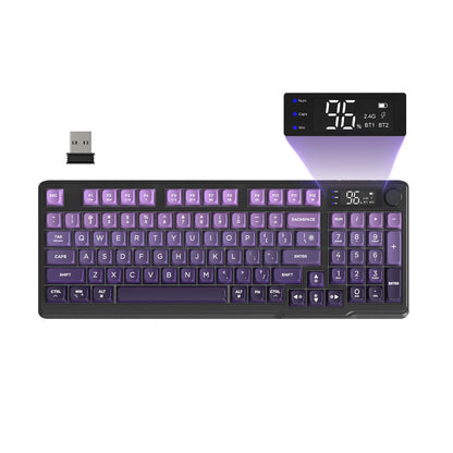 ZIYOU LANG M96 Wireless Gaming Keyboard with Display Screen & Knob, Bluetooth/2.4GHz Quiet Membrane Keyboard, 3000mAh Rechargeable