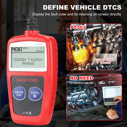 MS309 OBD2 Diagnostic Scanner Auto Car Health Check Code Reader Scanner Tool for All Cars Models with Bluetooth