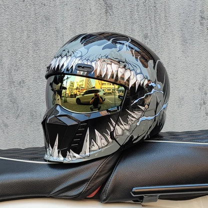 ORZ motorcycle retro helmet cruise men's and women's combination full helmet scorpion helmet reserved Bluetooth headphone slot