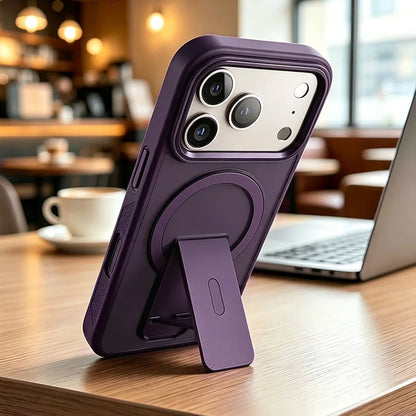 Fashion Invisible Stand Matte Magnetic Phone Case For Iphone 18 17 16 15 14 13Pro Max Anti-Slip Armored Solid Color Camera Cover