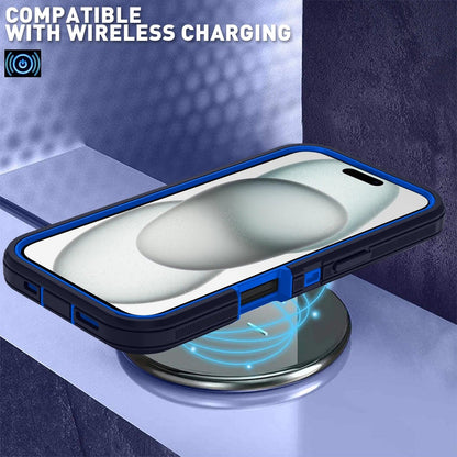 Shockproof Armor Defender Case for iPhone 11–17 with Stand – PC + TPU