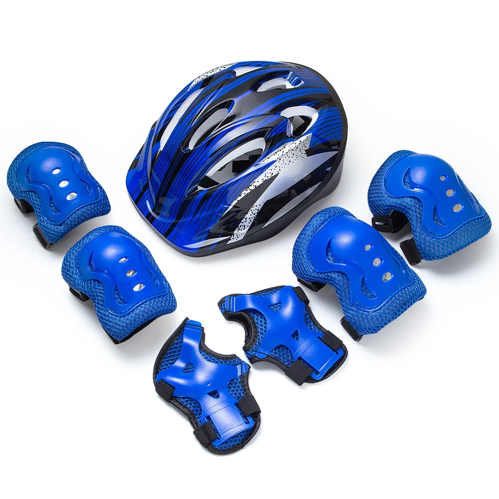 7PCS Kids Helmet Knee Elbow Pads Wrist Guard Sport Protective Gear Adjustable Scooter Skateboard Roller  for Boy Girl 4-12 Years