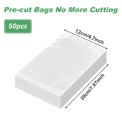 50PCS/Lot BPA-Free Vacuum Food Bags, Vacuum Sealed Storage Bags For Food Storage and Preservation,Reusable Vacuum Sealer Bag