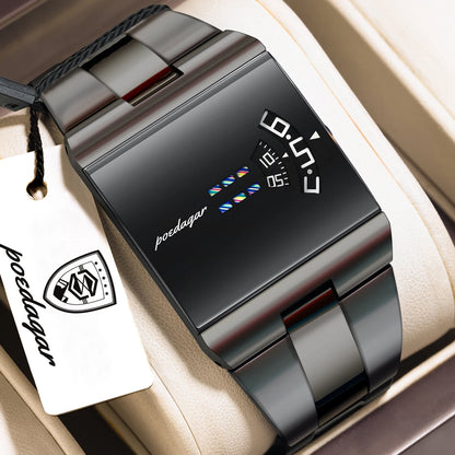 POEDAGAR Top Casual Man Wristwatch Waterproof Fashion Men Watch Rectangle Stainless Steel Quartz Sports Men's Watches Male Reloj